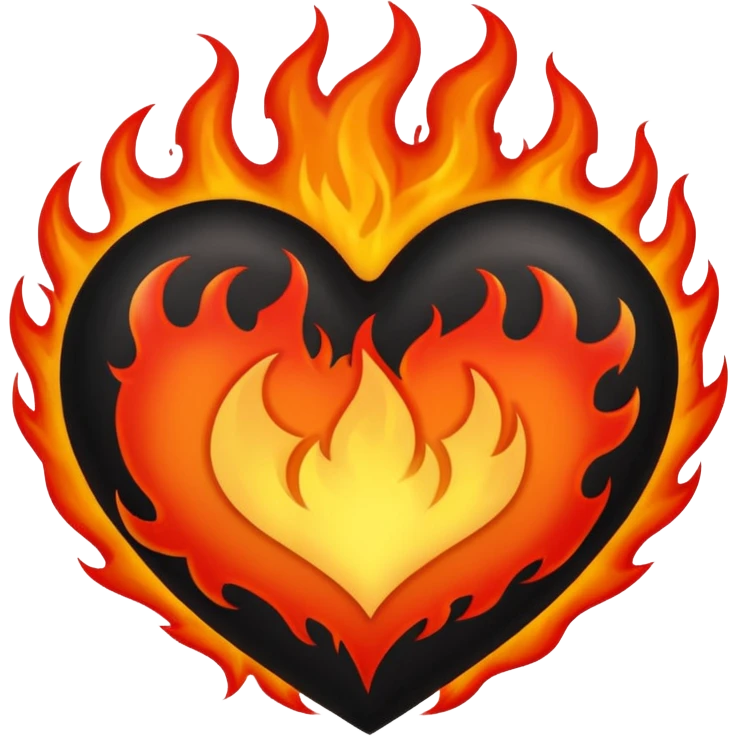 black heart emoji engulfed in fire emoji