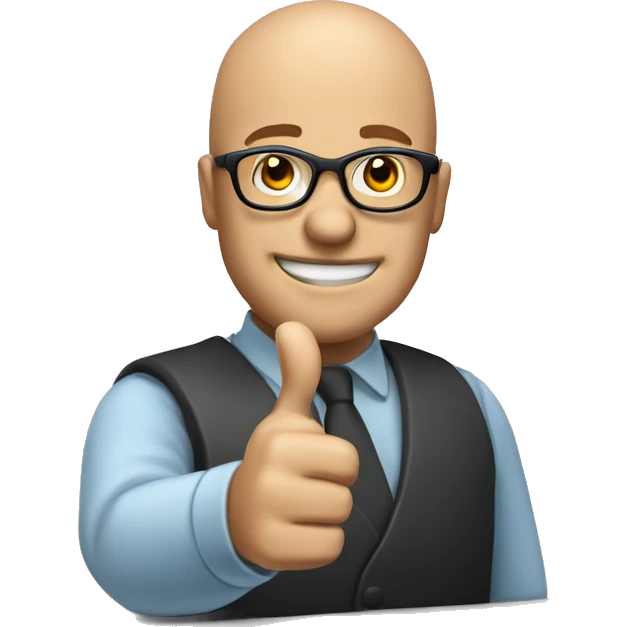 Information technology thumbs up bald guy with glasses emoji