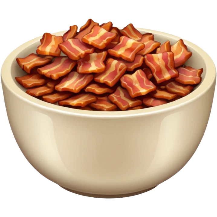 fine brown bacon bits in small bowl emoji