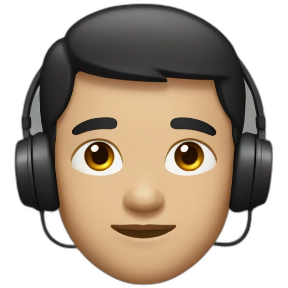 A man wiht brown Eyes and black short hair light skin with gamaing Headphones emoji