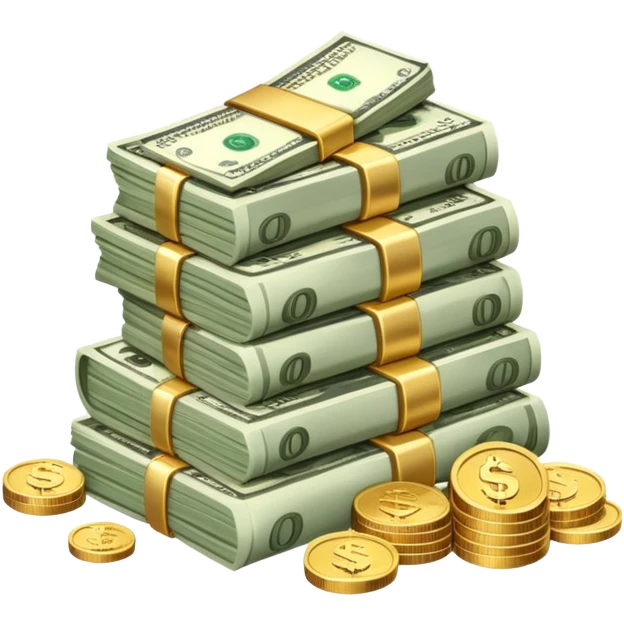 pile of money cash and coins emoji
