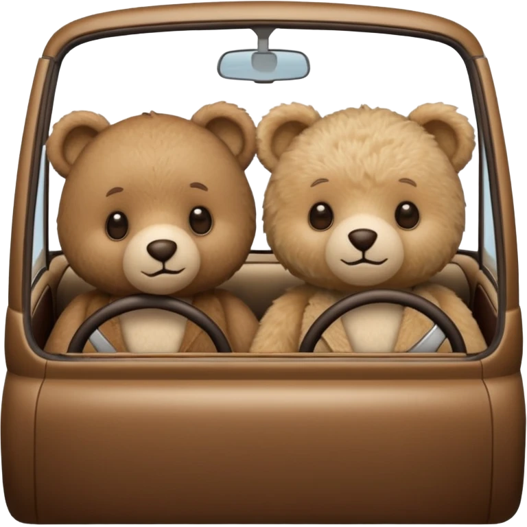 Two teddy bears in car emoji