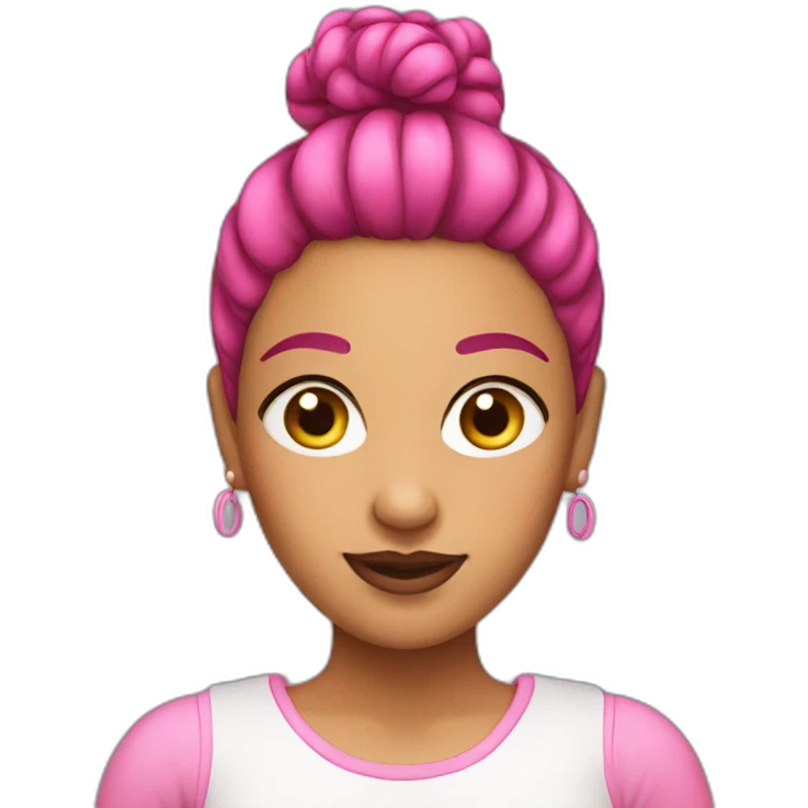 a latin girl with a pink bun emoji