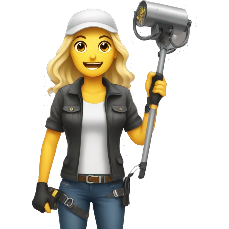 Pretty woman holding a metal detector dirt emoji