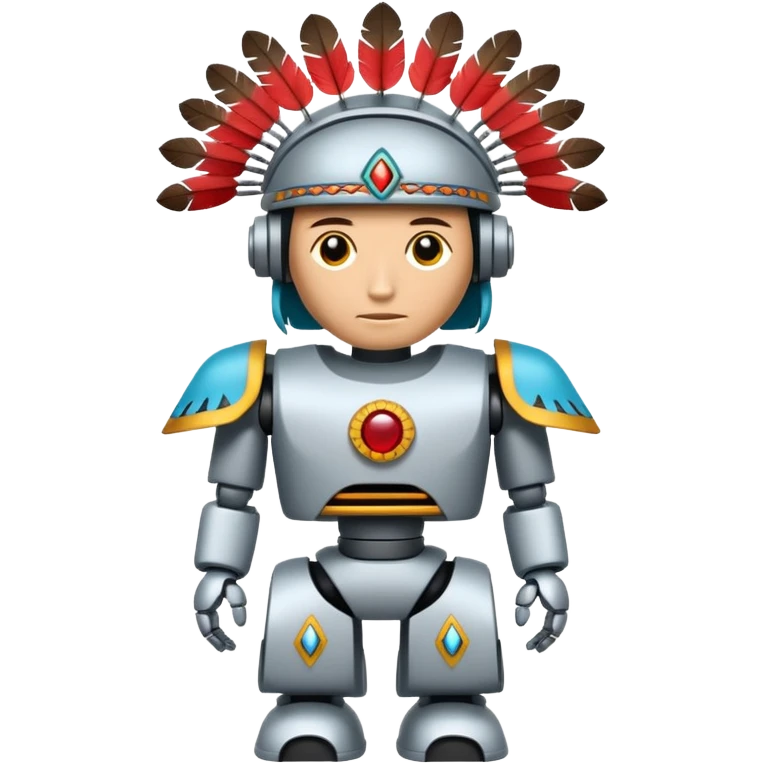Full Robotic figure wearing native American regalia emoji
