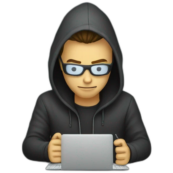 Hacker man is typing code emoji