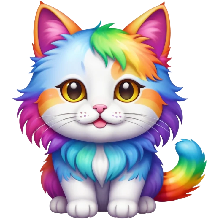 a cute cat with rainbow colors emoji