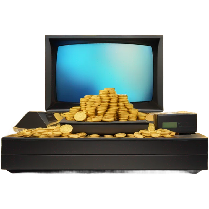 gold coins and TV emoji