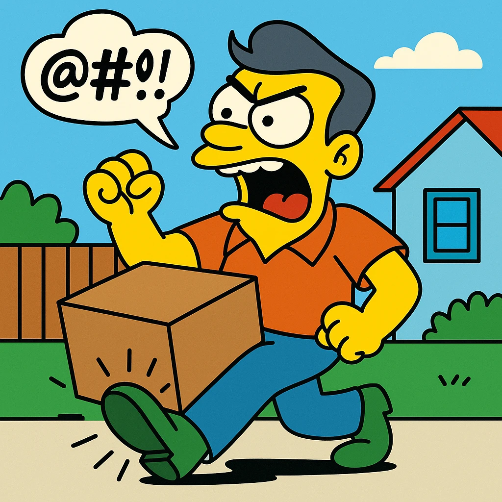 He shouted an expletive when he dropped the heavy box on his foot. emoji