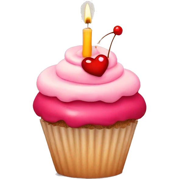 Cupcake, heart cherry, birthday candle emoji