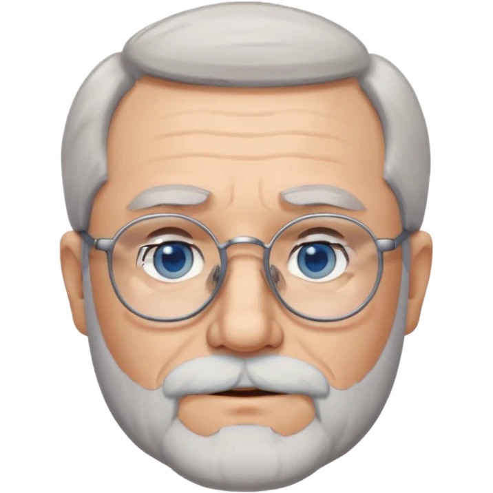 Create me an emoji of an old man. Gray short size hair. Gray beard. Glasses. Blue eyes emoji