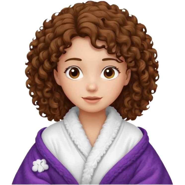 девушка в халате с кудрявыми волосами на кровати  emoji