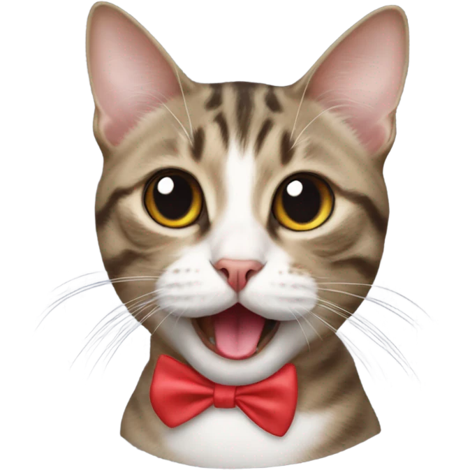 Cat sticking tounge out with a bow on head emoji