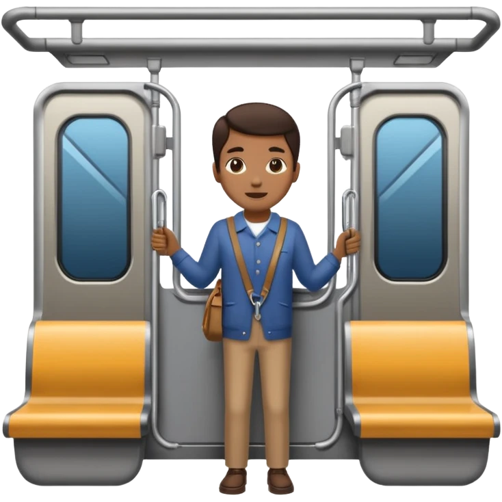 Rider holding grab bar,Metro Riders, inside metro train, no transparent, with background,full image , negative transparent. emoji