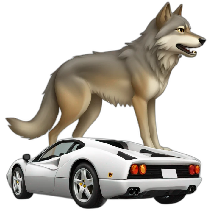 wolf leaning against ferrari emoji