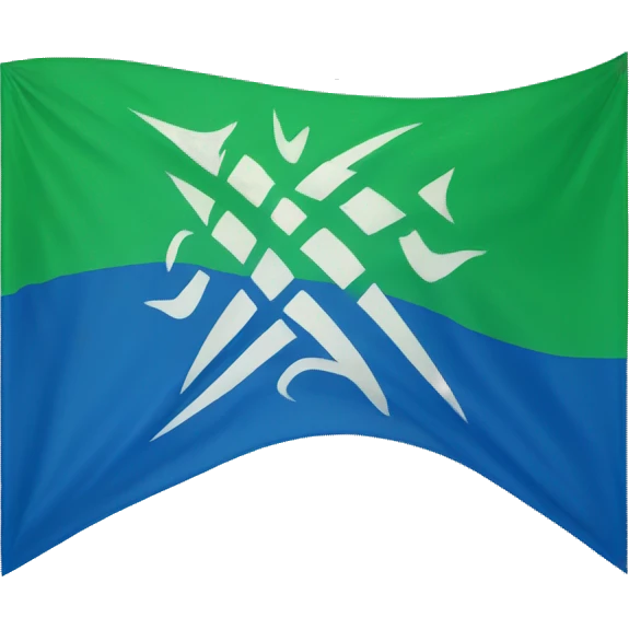 tribal horizontal flag with the top in blue and the below in green  emoji