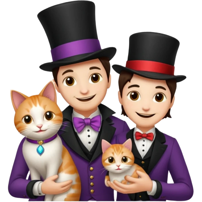 magician couple and their pet cat emoji