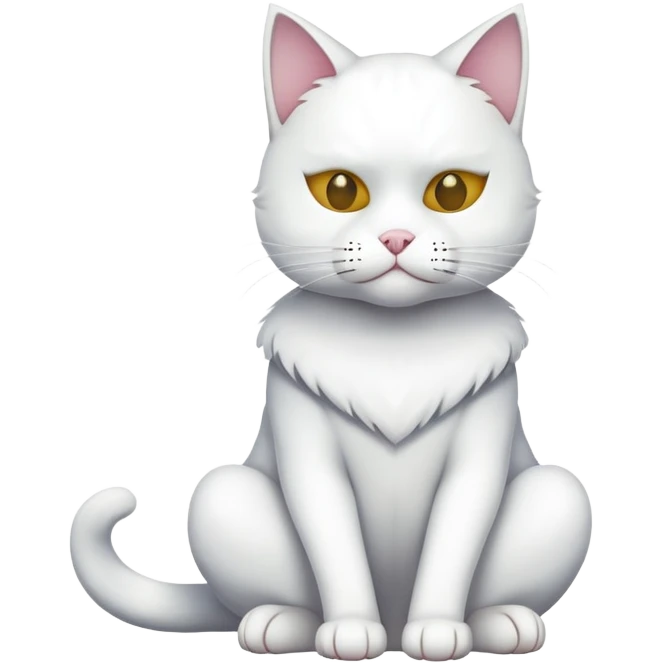 white cat sitting with a mask full body emoji