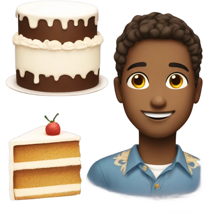  Feminine with Cheekbones smiling boy with a cake Patric the star shape  emoji