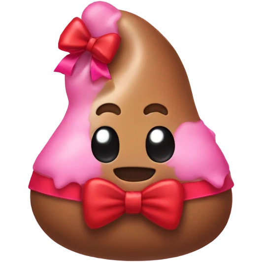 poop emoji red and pink bow emoji