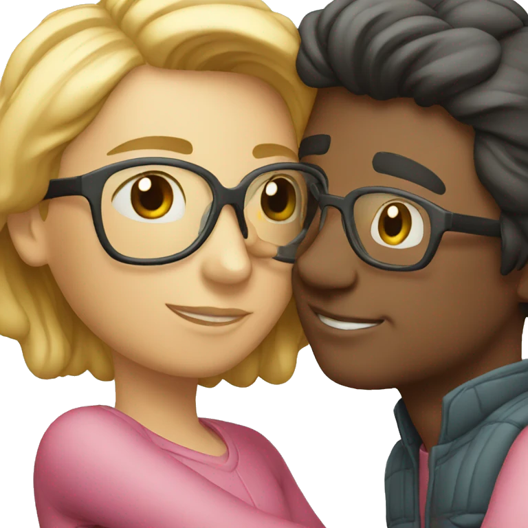 Hugging couple glasses emoji