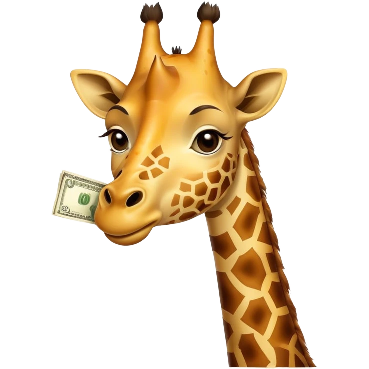Giraffe with money mouth emoji