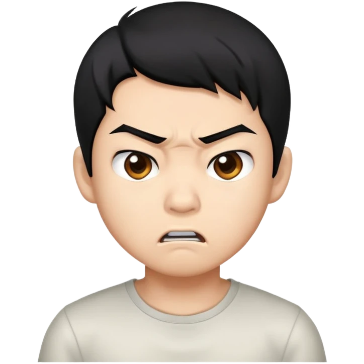 Engry blackhair asian boy emoji