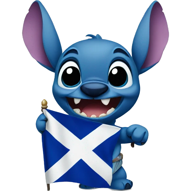 stitch holding a scotland flag emoji