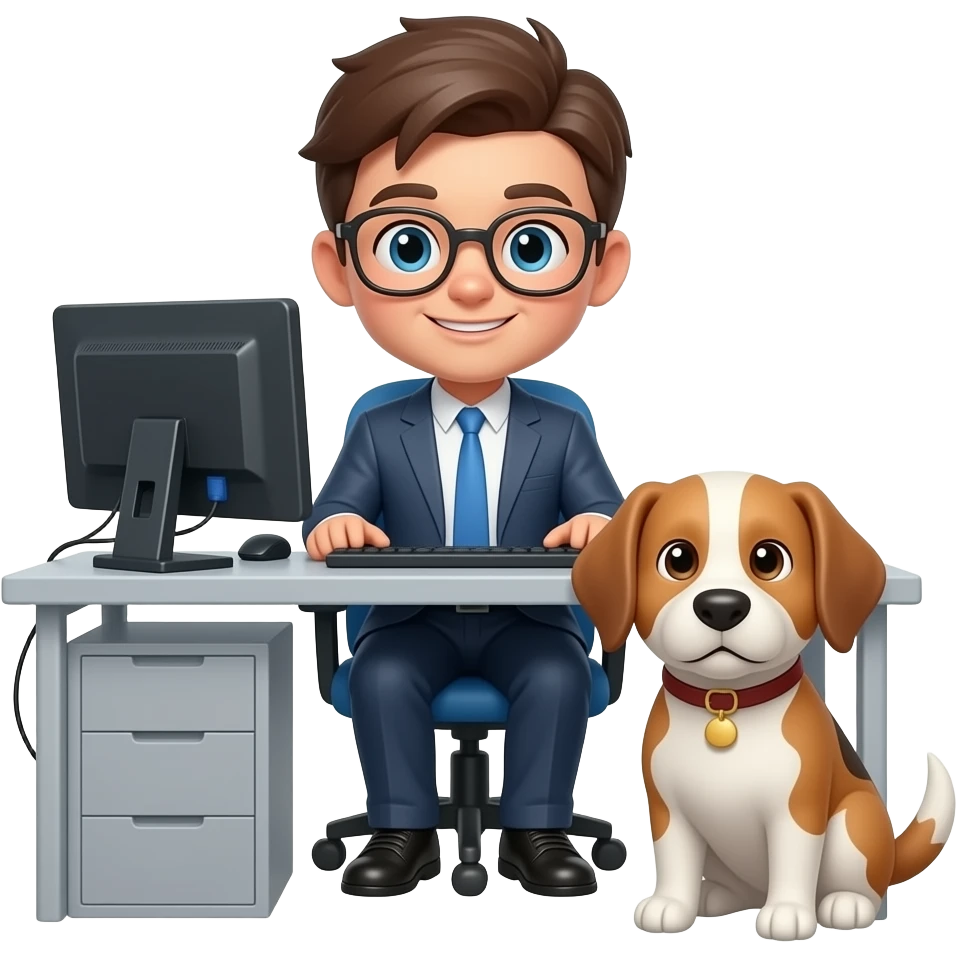 office boy dog desk emoji
