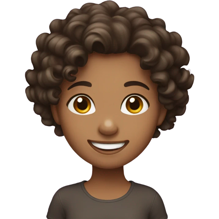 Curly/wavy dark brown hair girl happy emoji