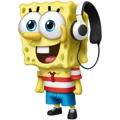 spongebob listening with airpods emoji
