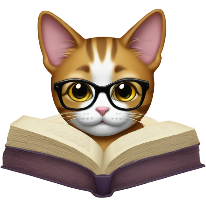 Cat with glasses and a book emoji