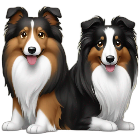 broun and bi-black shelties are friends emoji