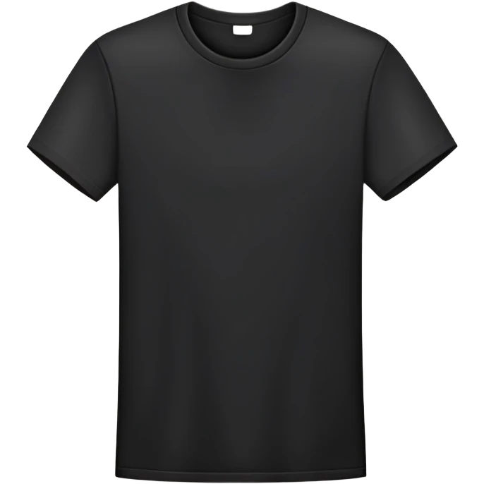 simple black t-shirt with round neck, flat layout, only the garment itself, no human form, plain clothing item on white background emoji