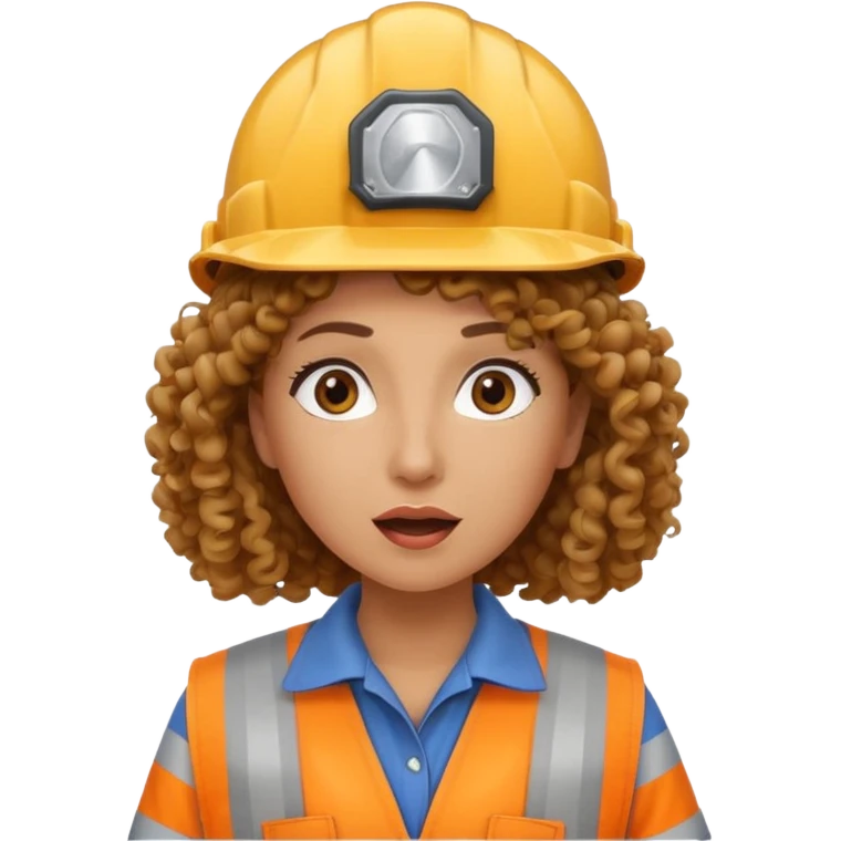 surprised construction worker curly haired woman  emoji