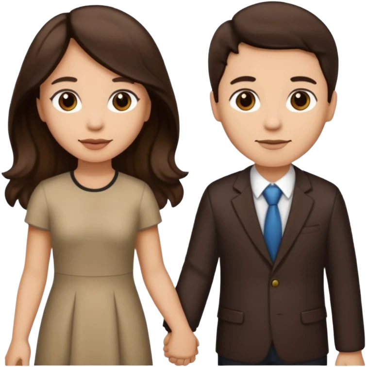 Longer wavy hair for one and straight for the other both dark brown hair. Light skin tone holding hands emoji