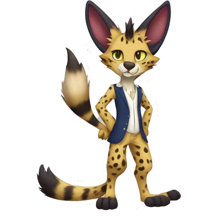 Anthro Fursona Sergal-Serval-Vernid-Fionbri full body emoji