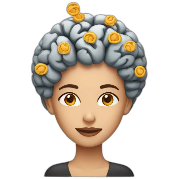 woman with brain emoji