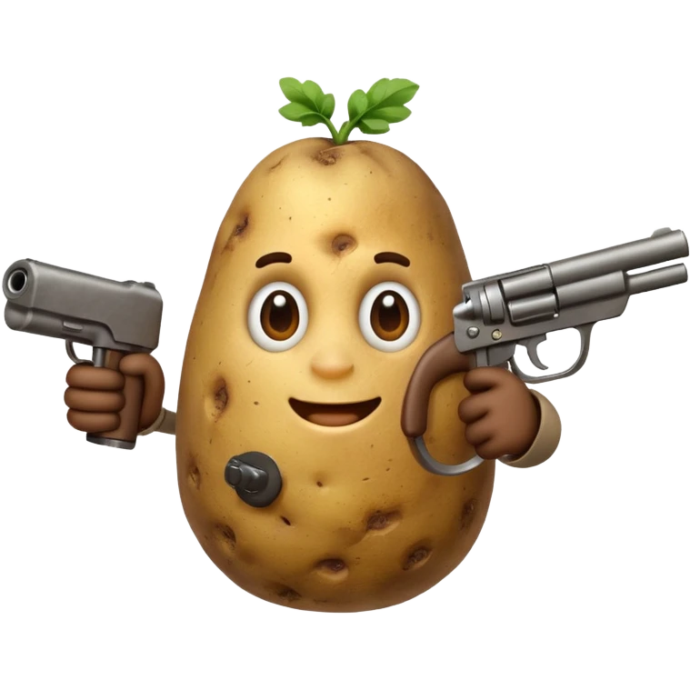 A potato with a gun emoji