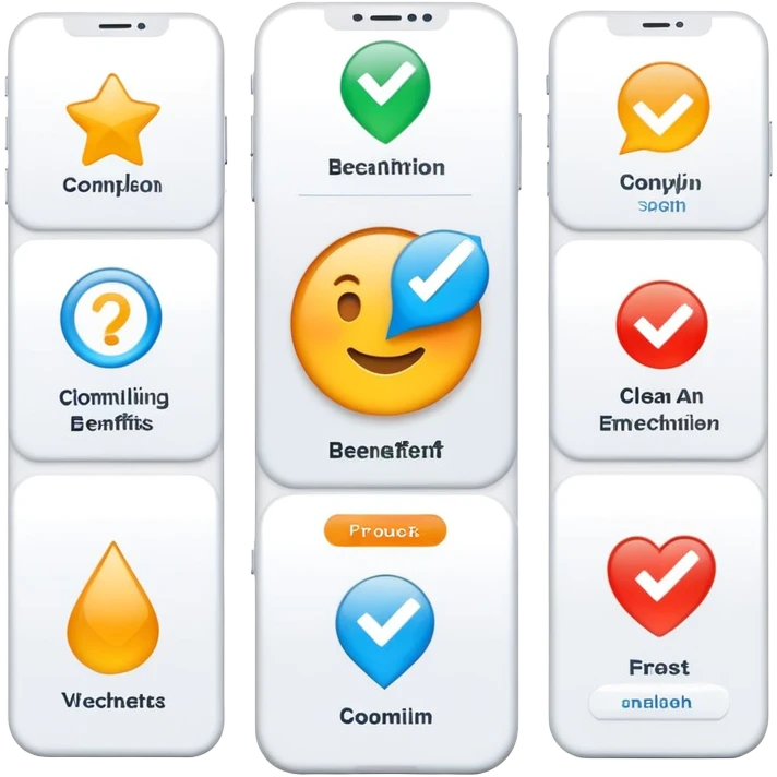 Compelling product benefits visualization with icons and checkmarks emoji