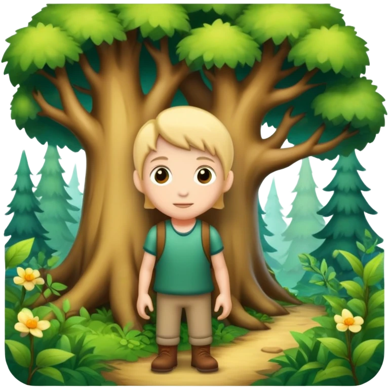 person exploring an enchanted forest emoji