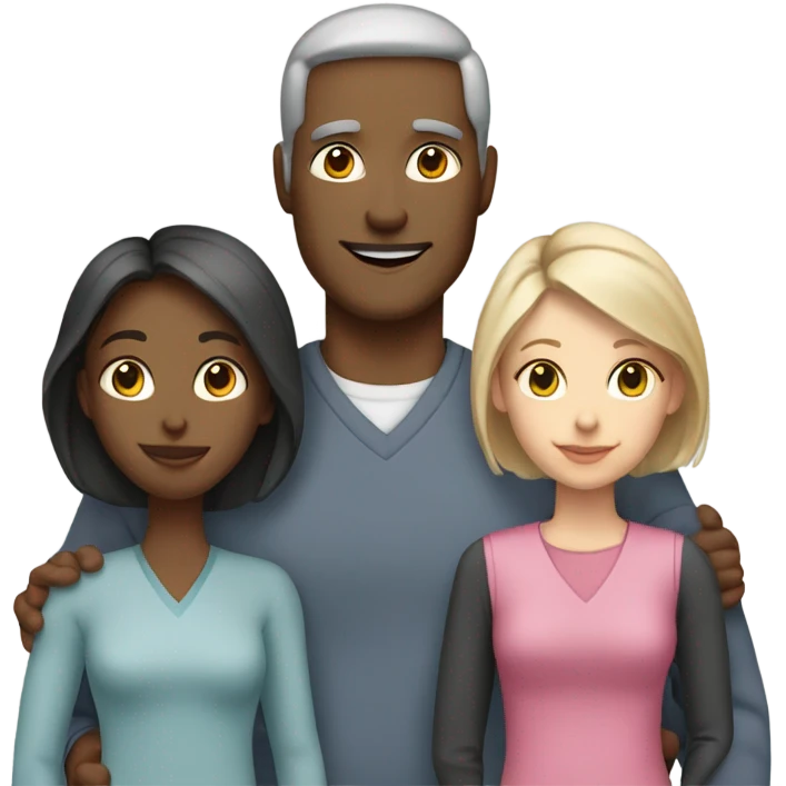 White family mom and dad with two girl daughters and grey cat  emoji