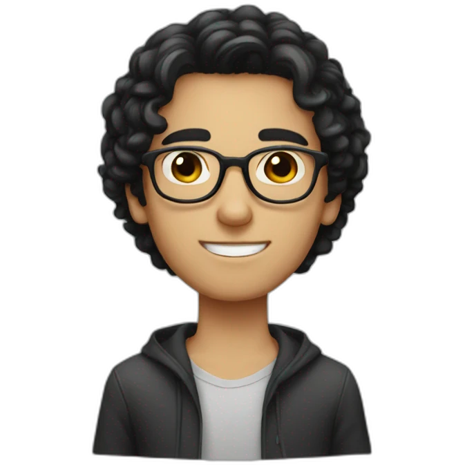 a dark hair young guy with round head and glasses emoji