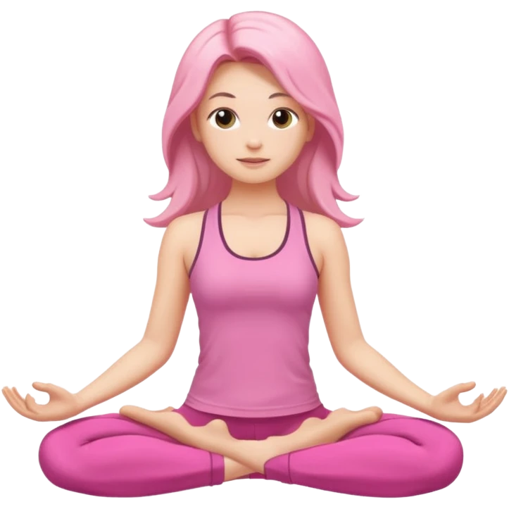 Pose de yoga cabello suelto, rosa emoji