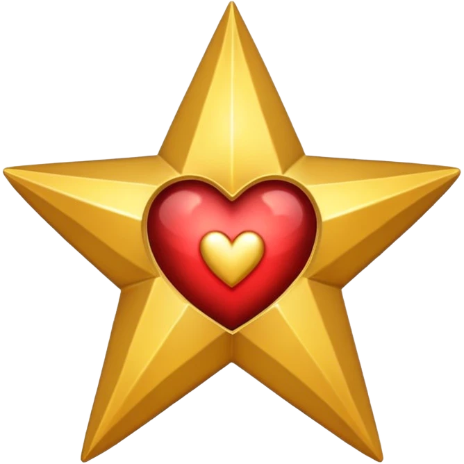 A star with a heart inside, golden and black emoji
