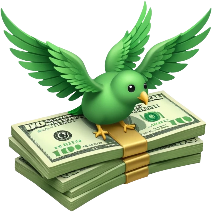 un fajo de dólares con alas volando emoji