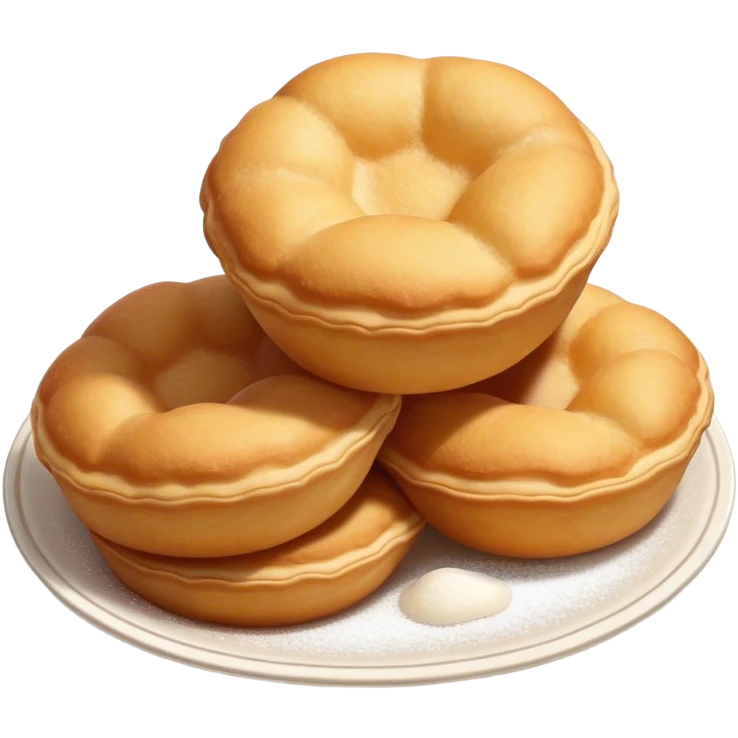 Cinematic Realistic image of simple round buñuelos, depicted with a lightly crisp, golden exterior and soft, airy interior, dusted with a subtle layer of powdered sugar and set against a rustic backdrop with warm, inviting lighting. emoji