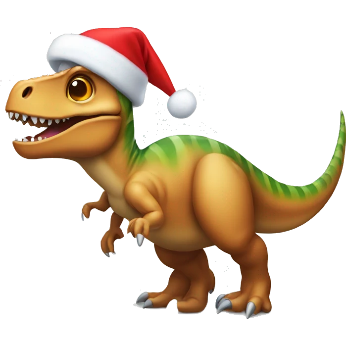 Dinosaur wearing Christmas hat  emoji