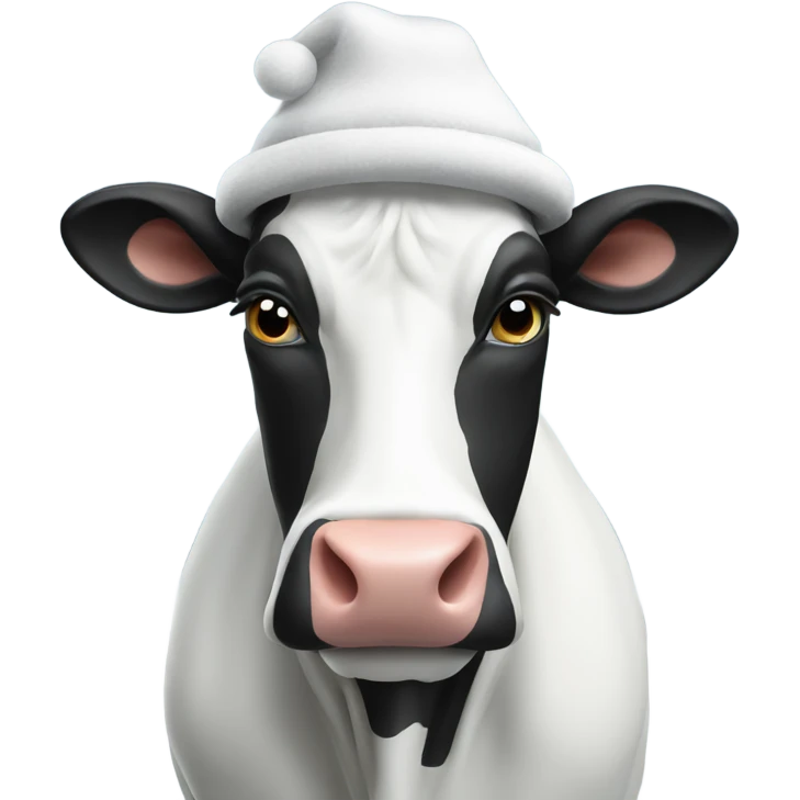 Black and white Cow in a snow hat emoji