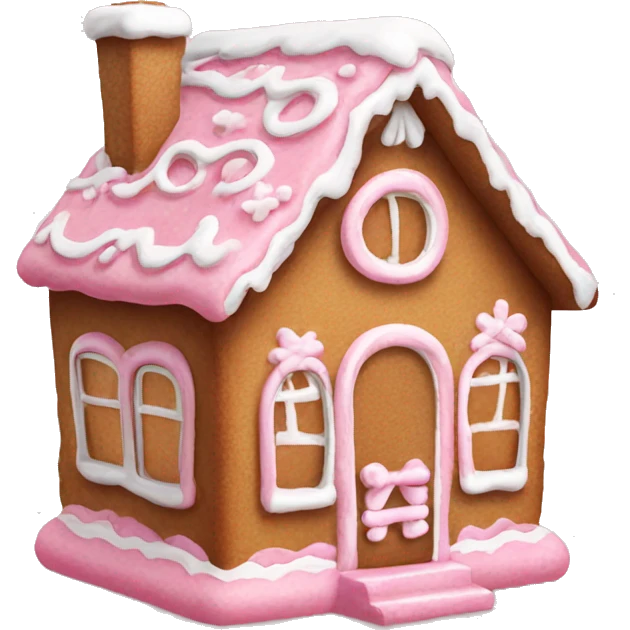 Small cute Pink gingerbread house with white detail emoji